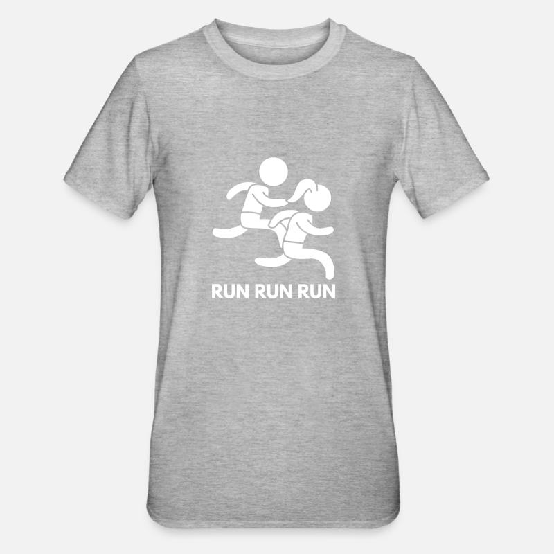 Run Run Run - T-shirt polycoton Unisexe - gris chiné