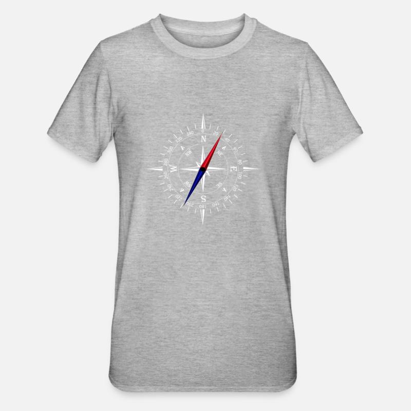 Compass with white scale - Adventure Navigation - Unisex Polycotton T-Shirt - heather grey