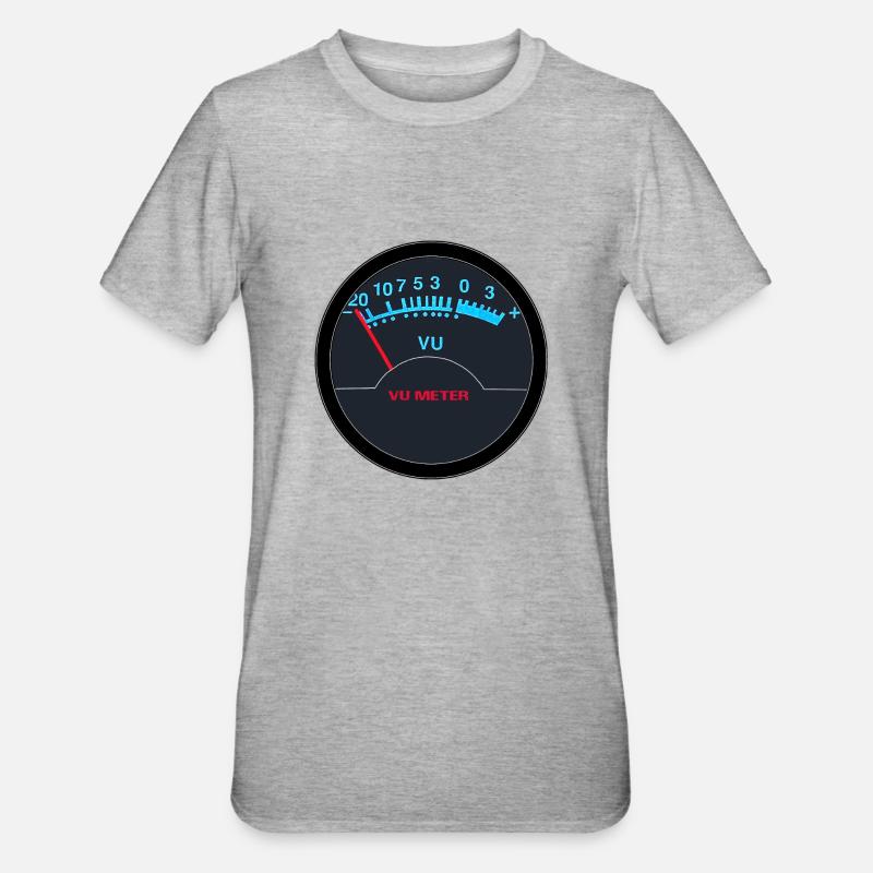 VU Meter Analogique Rétro Audio Rétro - T-shirt polycoton Unisexe - gris chiné