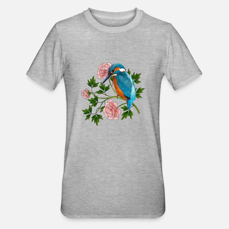 Bunter Vogel - Unisex Polycotton T-Shirt - Grau meliert