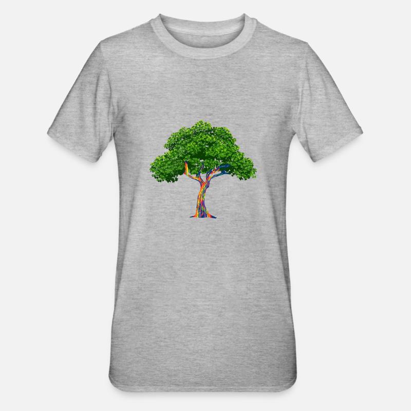 Rainbow Tree Regenbogen-Eukalyptusbaum Geschenk - Unisex Polycotton T-Shirt - Grau meliert