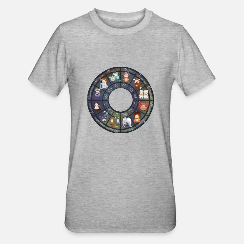 Zodiaque Chibi - T-shirt polycoton Unisexe - gris chiné