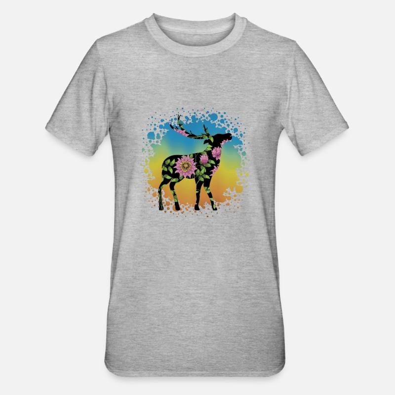 Hirsch - Unisex Polycotton T-Shirt - Grau meliert