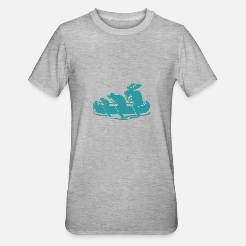 Canoe Beaver Bear Moose Canoeing Canada Gift Idea - Unisex Polycotton T-Shirt - heather grey