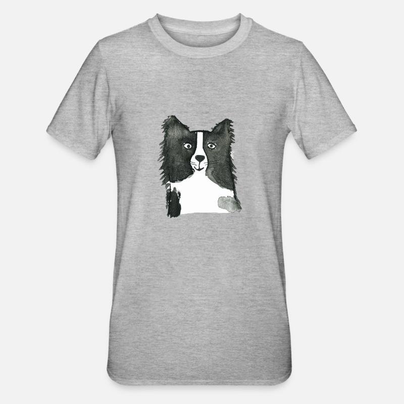 Border Collie - T-shirt polycoton Unisexe - gris chiné