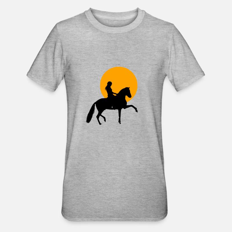 Pferd - Unisex Polycotton T-Shirt - Grau meliert