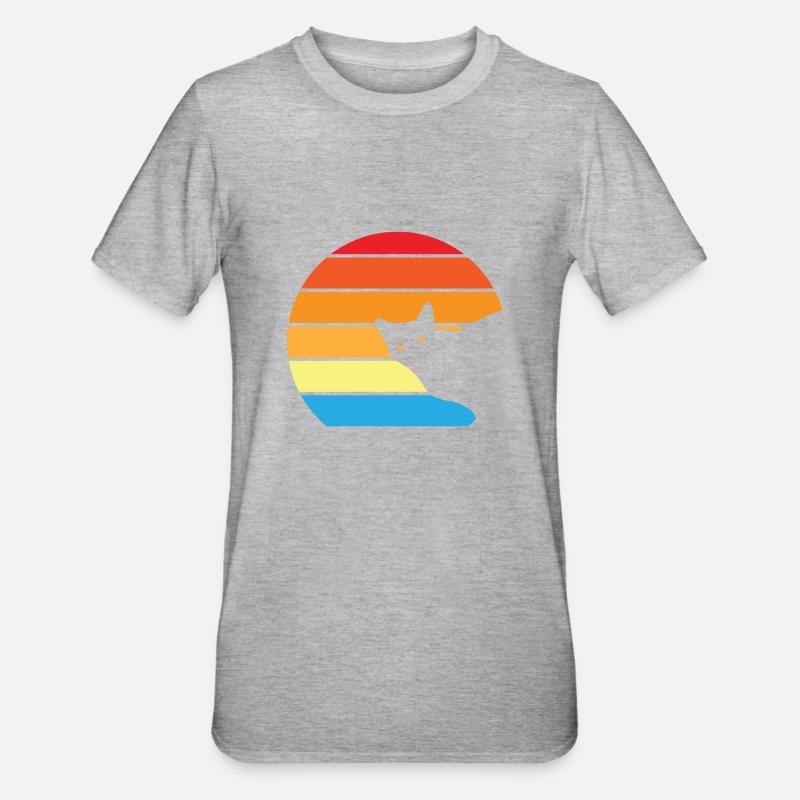 Retro Katze - Unisex Polycotton T-Shirt - Grau meliert