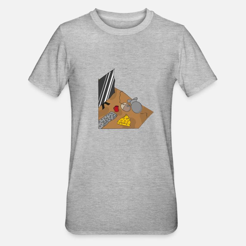 Mouse using mouse - Unisex Polycotton T-Shirt - heather grey