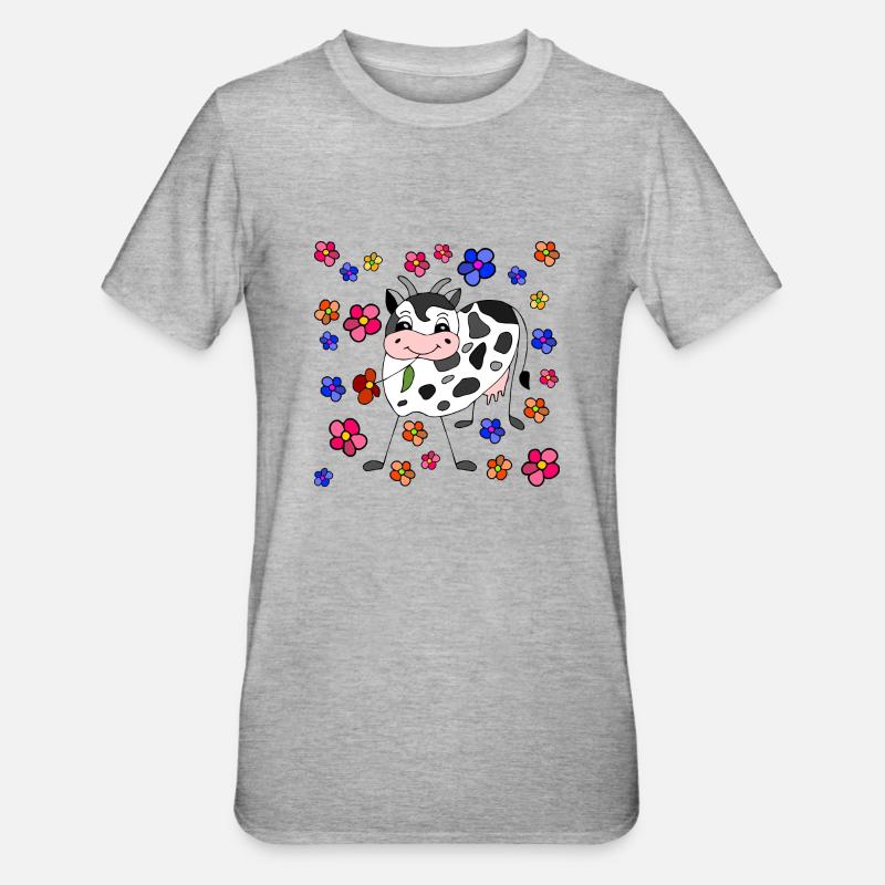 Kuh - Unisex Polycotton T-Shirt - Grau meliert