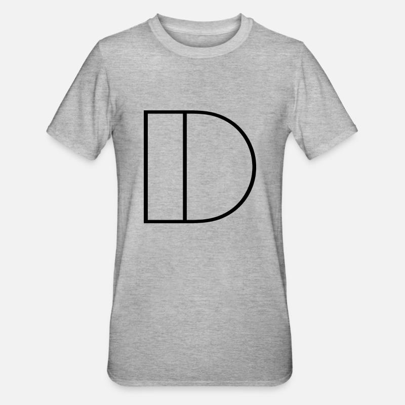 Buchstabe "D" Modern Schwarz - Unisex Polycotton T-Shirt - Grau meliert