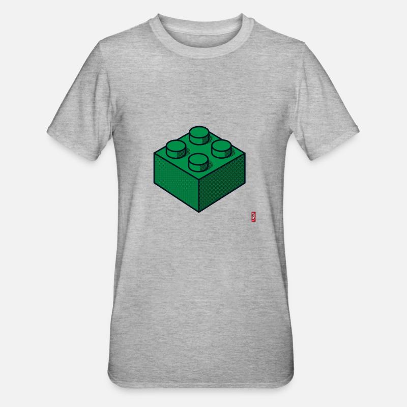 Baustein Gruen - Unisex Polycotton T-Shirt - Grau meliert