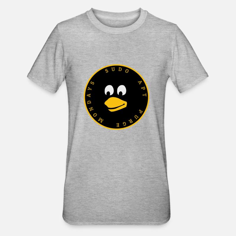 Linux Pinguin Tux Design - Unisex Polycotton T-Shirt - Grau meliert