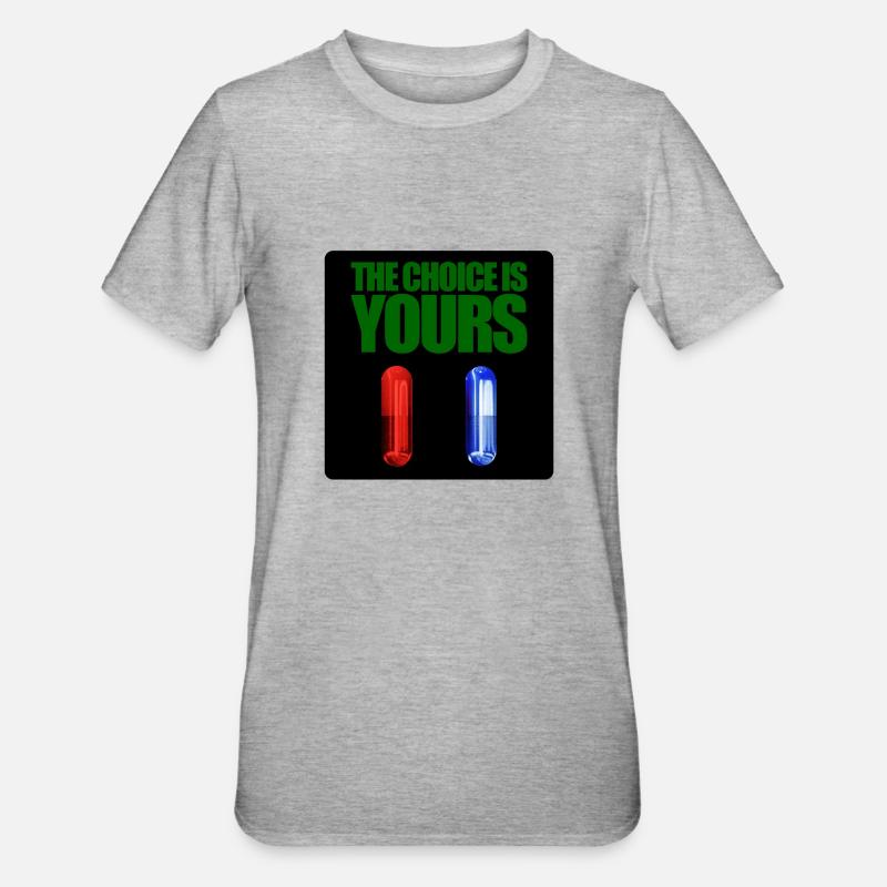 Matrix rote oder blaue Pille - Unisex Polycotton T-Shirt - Grau meliert