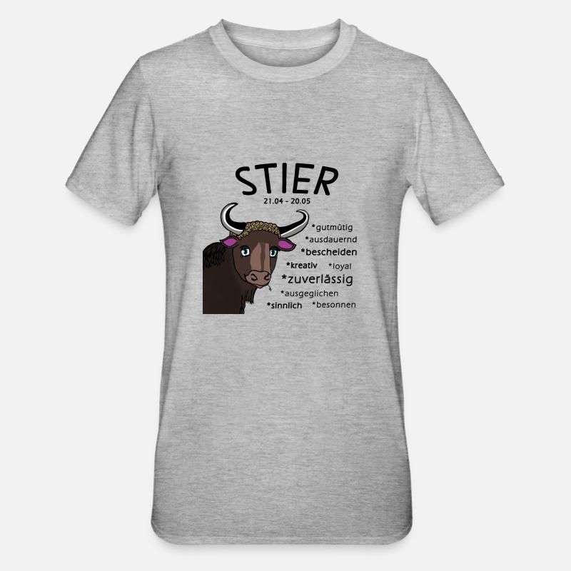 Sternzeichen Stier - Unisex Polycotton T-Shirt - Grau meliert