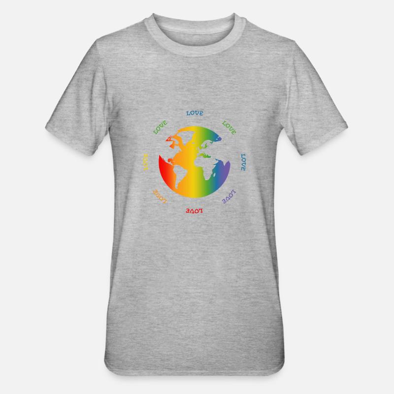 Rainbow Globe Monde d’amour - T-shirt polycoton Unisexe - gris chiné