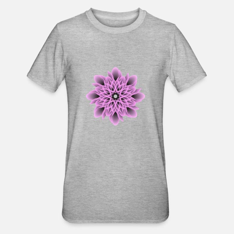 Illustration de fleurs violettes - T-shirt polycoton Unisexe - gris chiné