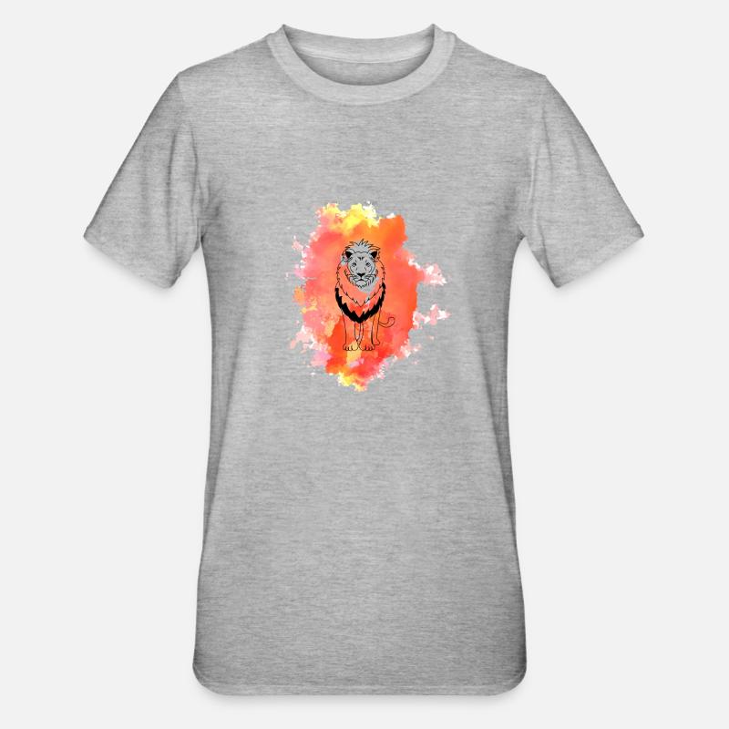 Löwe - Unisex Polycotton T-Shirt - Grau meliert