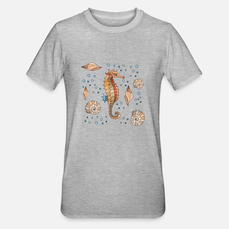 Seepferdchen - Unisex Polycotton T-Shirt - Grau meliert