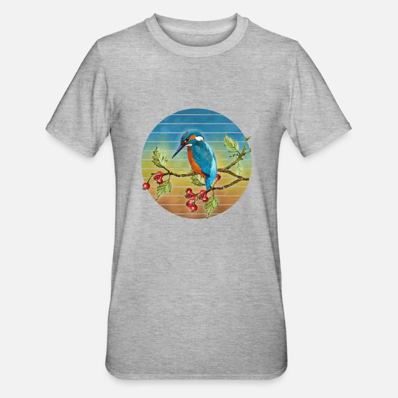 Bunter Vogel - Unisex Polycotton T-Shirt - Grau meliert