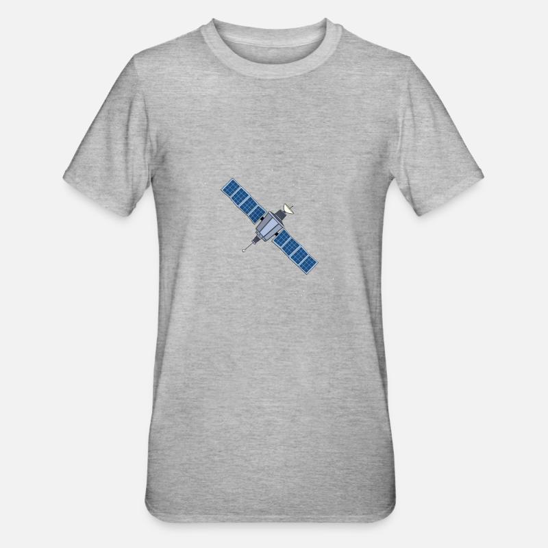 Schwebender Satellit - Unisex Polycotton T-Shirt - Grau meliert