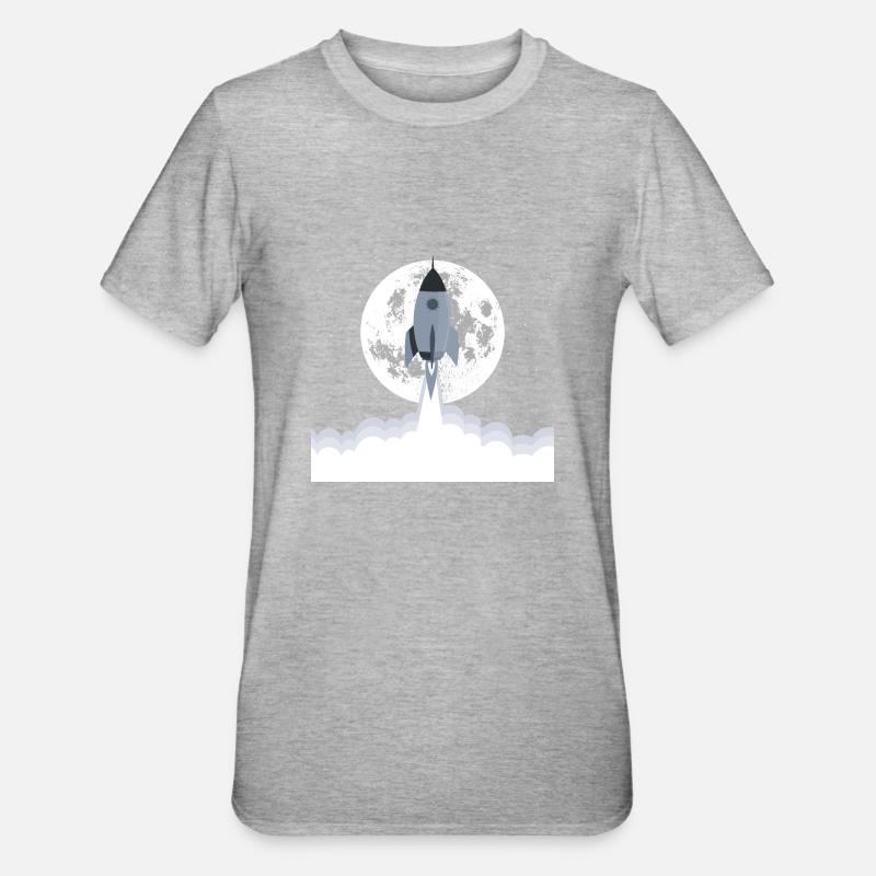 Décollage d’une fusée grise - T-shirt polycoton Unisexe - gris chiné