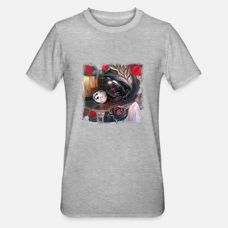 Dämonisches Tischritual - Unisex Polycotton T-Shirt - Grau meliert