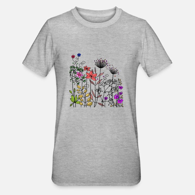 Fleur - T-shirt polycoton Unisexe - gris chiné