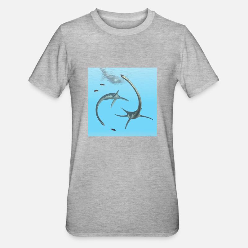 Plesiosaurier Elasmosaurus - Unisex Polycotton T-Shirt - Grau meliert