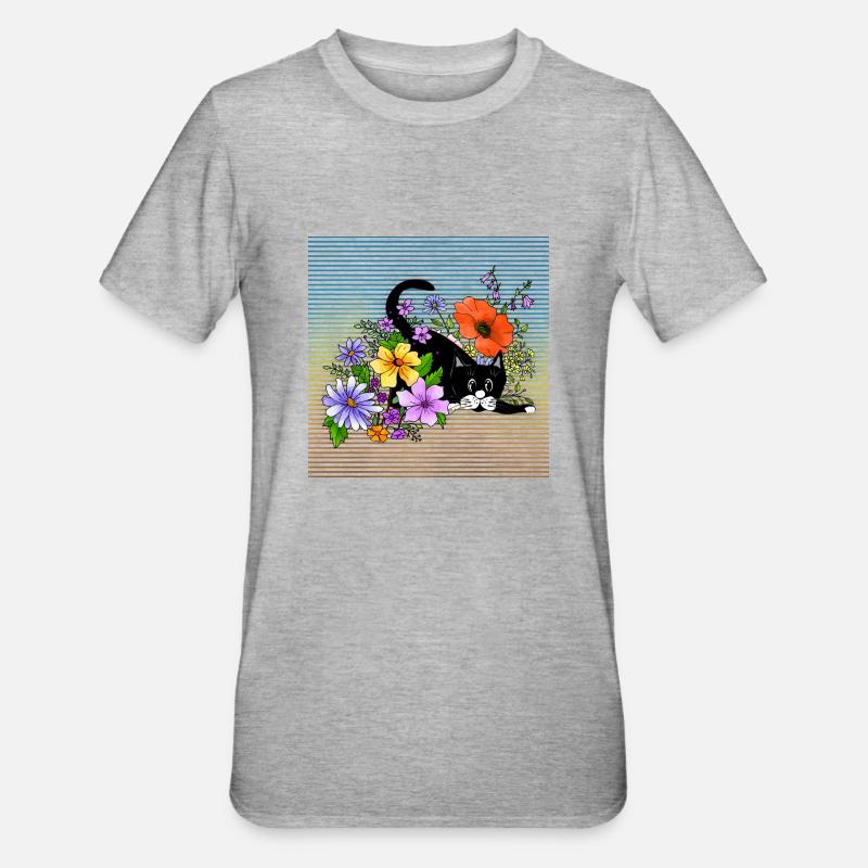 Chat - T-shirt polycoton Unisexe - gris chiné