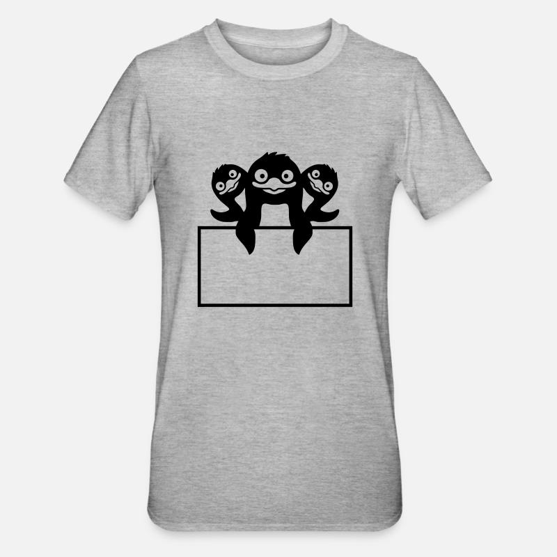 Text box 3 Penguins Shield - Unisex Polycotton T-Shirt - heather grey