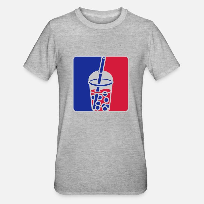 Red Blue Bubble Tea - Unisex Polycotton T-Shirt - heather grey