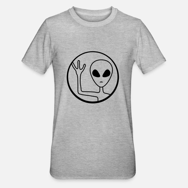 Circle Alien waves friendly - Unisex Polycotton T-Shirt - heather grey