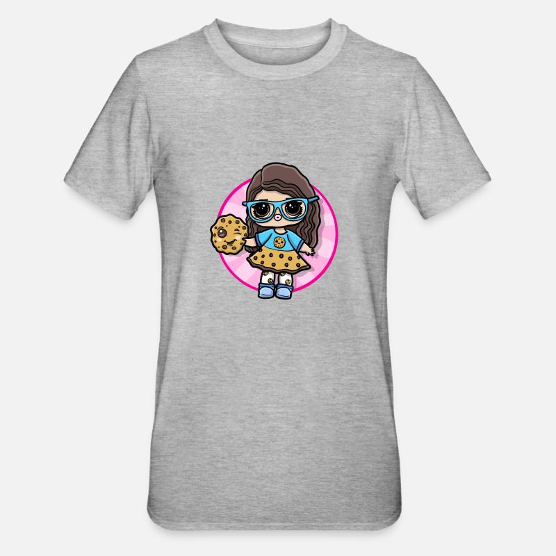 Mädchen mit Keks - Unisex Polycotton T-Shirt - Grau meliert