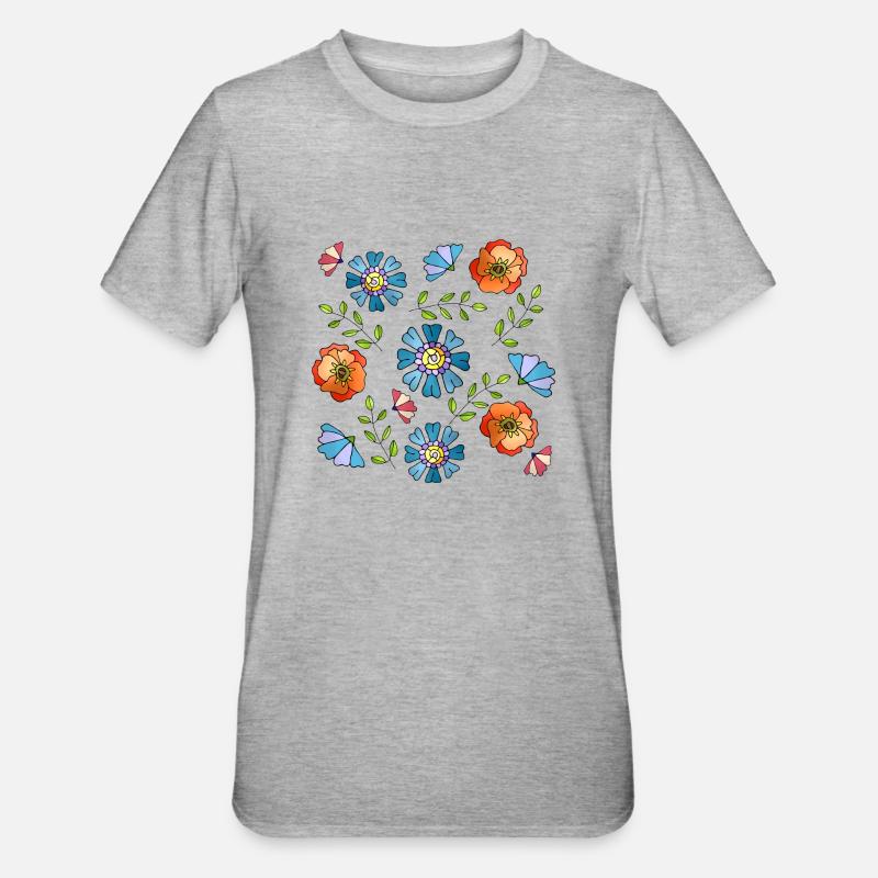 Blumen - Unisex Polycotton T-Shirt - Grau meliert