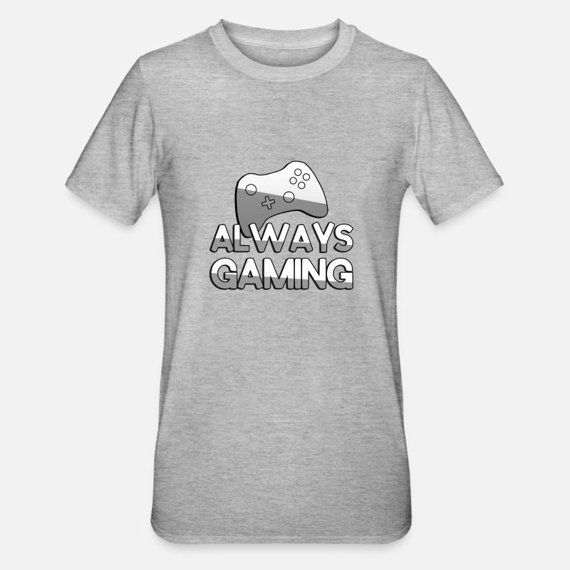 ALWAYS GAMING + Controller - Gaming - Unisex Polycotton T-Shirt - Grau meliert