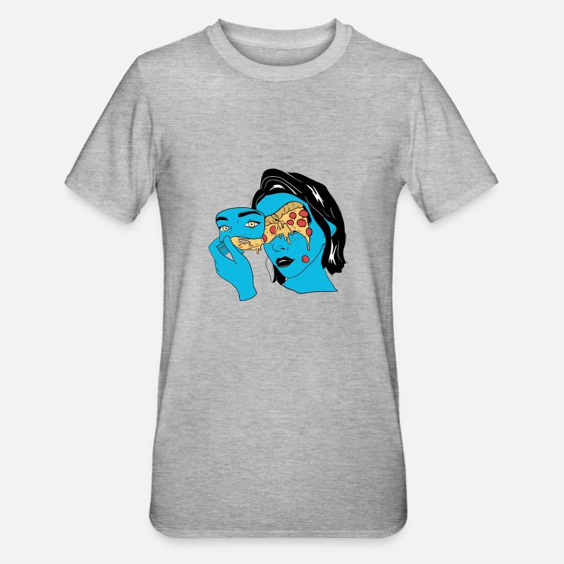PIZZA ON MY MIND - Unisex Polycotton T-Shirt - Grau meliert