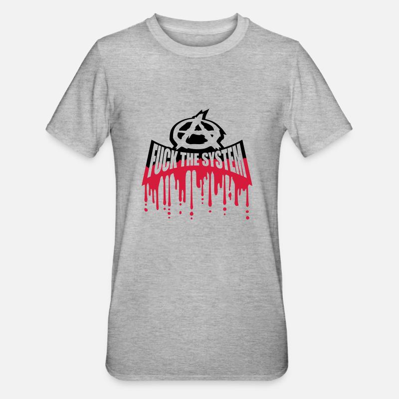 Le sang baise le système - T-shirt polycoton Unisexe - gris chiné