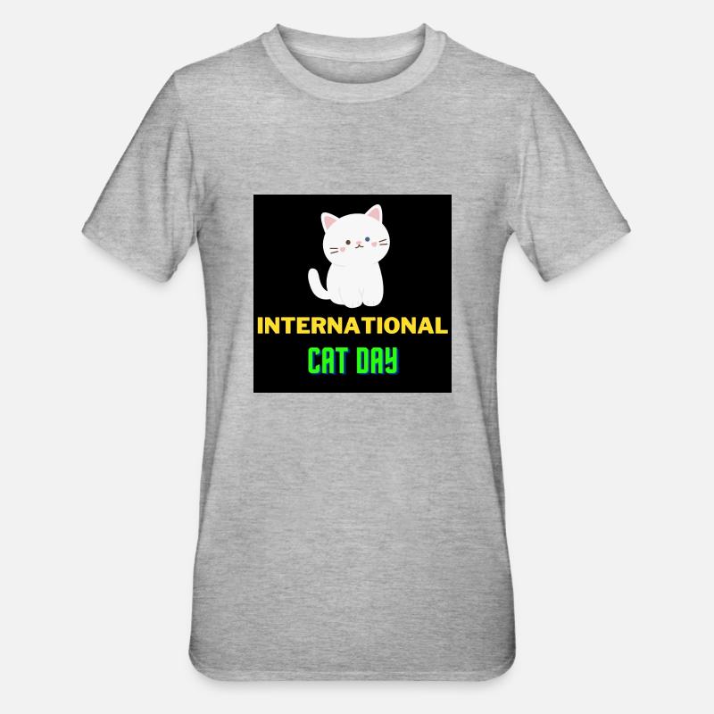 Journée internationale du chat 2022 - T-shirt polycoton Unisexe - gris chiné