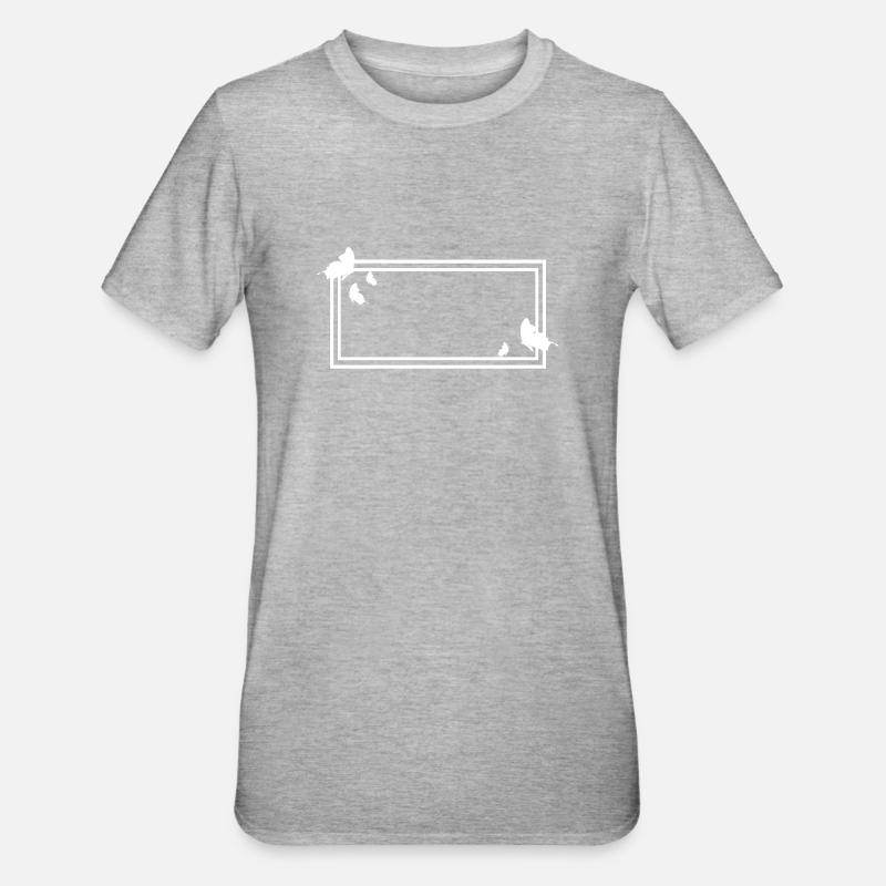 Rectangular frame with butterflies - Unisex Polycotton T-Shirt - heather grey