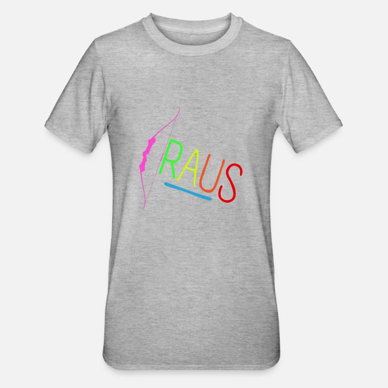Bogen Raus Bunt - Unisex Polycotton T-Shirt - Grau meliert