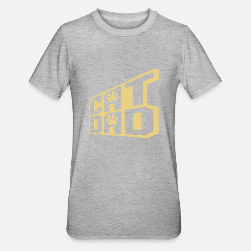 Cat Dad Logo Design - Unisex Polycotton T-Shirt - Grau meliert