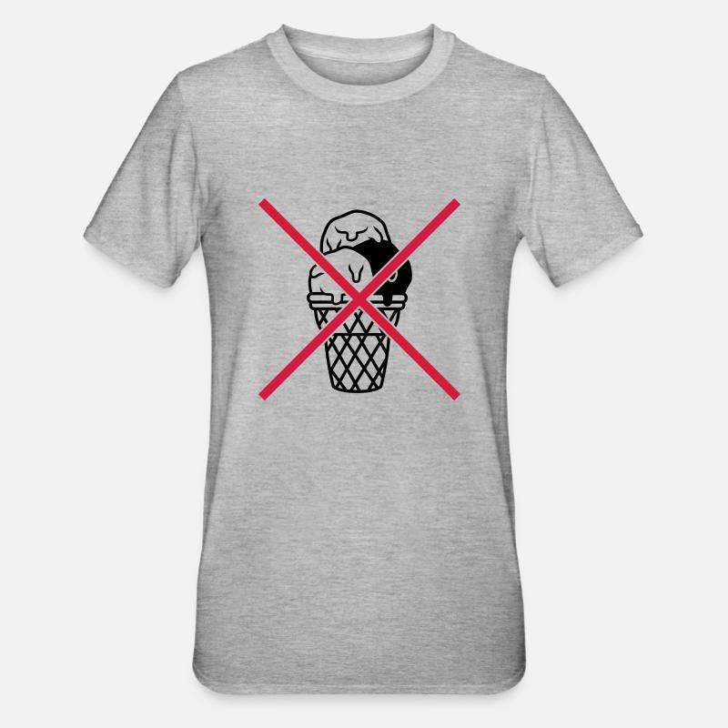 Schild keine Eiskugeln Waffel - Unisex Polycotton T-Shirt - Grau meliert