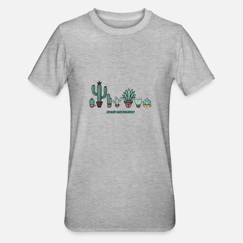Kaktus-Sammlung. - Unisex Polycotton T-Shirt - Grau meliert