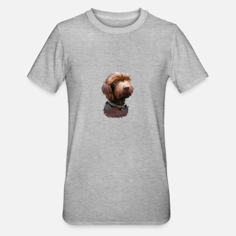 Illustration d’aquarelle pour chien Pudelpointer - T-shirt polycoton Unisexe - gris chiné