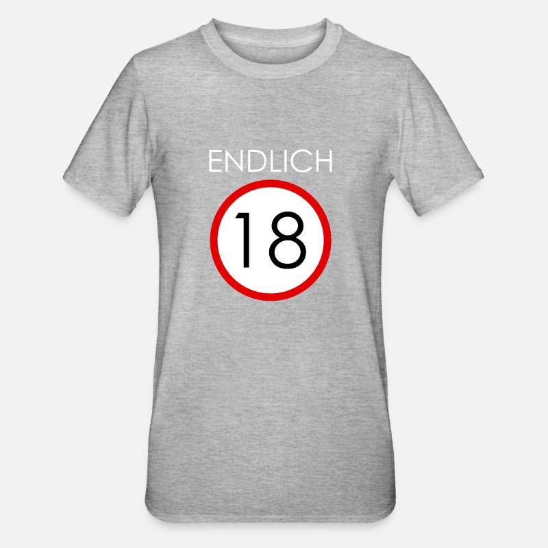 ENDLICH 18 - Unisex Polycotton T-Shirt - Grau meliert