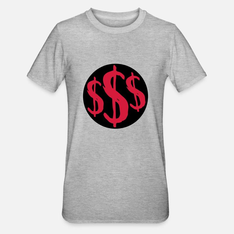 Signe riche de 3 dollars - T-shirt polycoton Unisexe - gris chiné