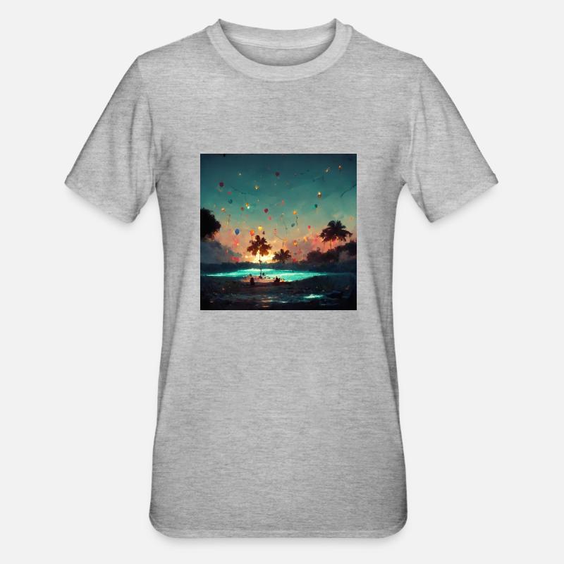 Fête d’anniversaire au paradis - T-shirt polycoton Unisexe - gris chiné