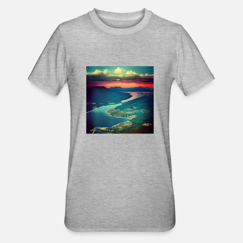Vue depuis les Blue Mountains - T-shirt polycoton Unisexe - gris chiné