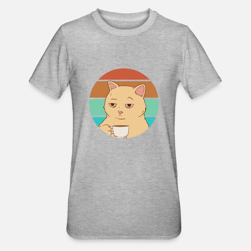 Cat with a coffee | Working day tired - Unisex Polycotton T-Shirt - heather grey
