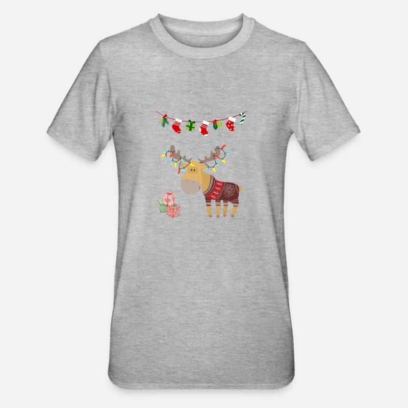 Geschenkidee Hässlicher Weihnachtspullover Humor Elan - Unisex Polycotton T-Shirt - Grau meliert